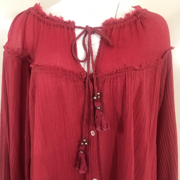 Free People bottom up oversize tassel dress M - Picture 2 of 8
